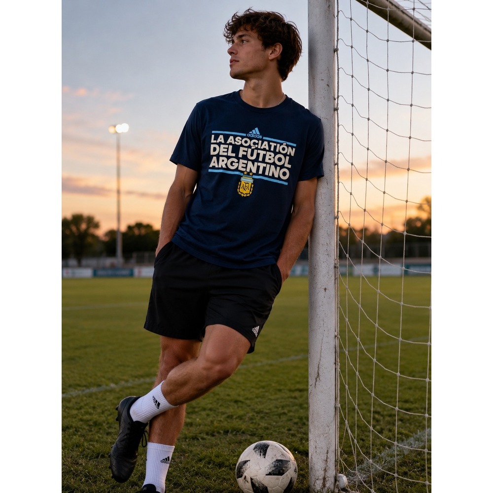 Adidas Argentina AFA Soccer T Shirt Mens Small Navy Graphic Football Futbol Tee